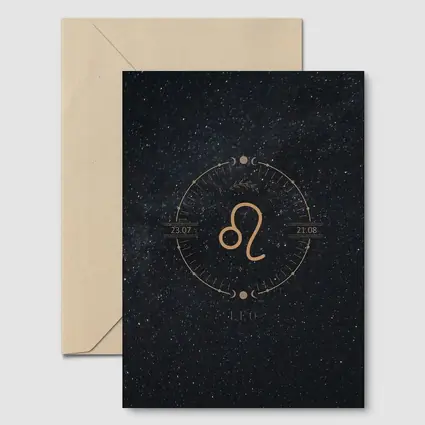 Leo Zodiac Sign Gold Dark Starry Background