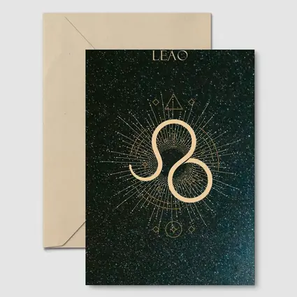 Leo Zodiac Sign Gold Geometric Star Art