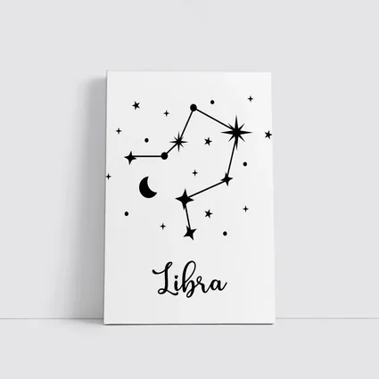 Libra Constellation Stars Moon Black White