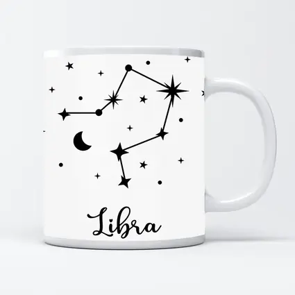 Libra Constellation Stars Moon Black White