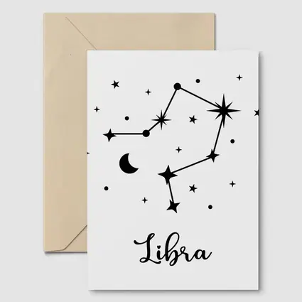 Libra Constellation Stars Moon Black White