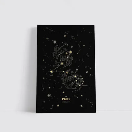 Pisces Constellation Gold Stars Dark Sky