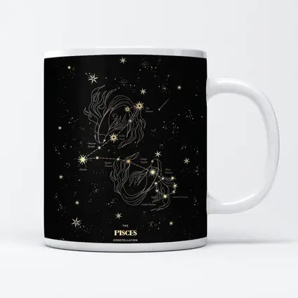 Pisces Constellation Gold Stars Dark Sky