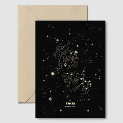 Pisces Constellation Gold Stars Dark Sky