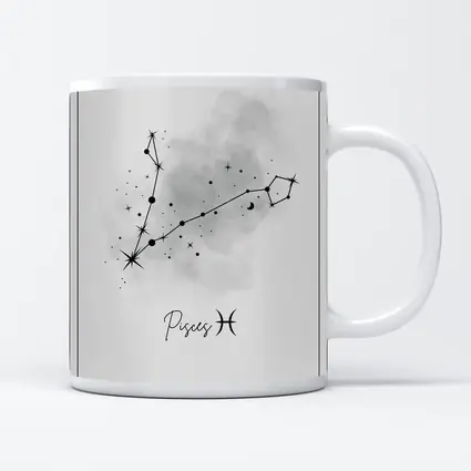 Pisces Constellation Watercolor Gray Minimal Art