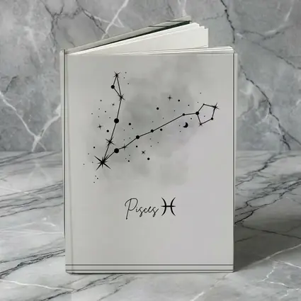 Pisces Constellation Watercolor Gray Minimal Art