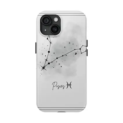 Pisces Constellation Watercolor Gray Minimal Art
