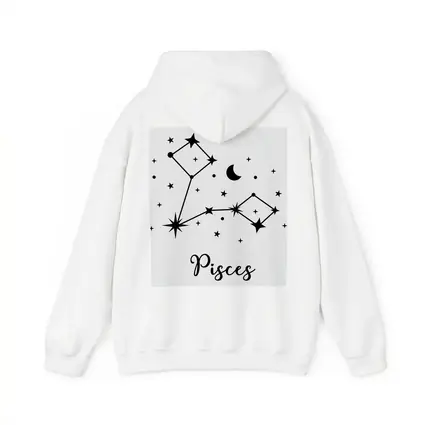 Pisces Constellation Stars Moon Black White
