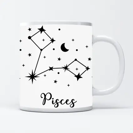 Pisces Constellation Stars Moon Black White