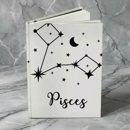 Pisces Constellation Stars Moon Black White