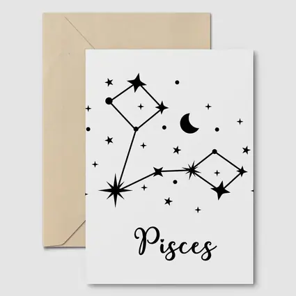Pisces Constellation Stars Moon Black White
