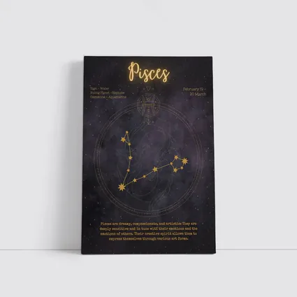 Pisces Constellation Gold Star Night Sky