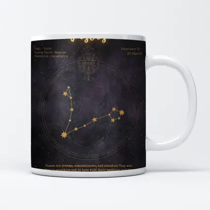 Pisces Constellation Gold Star Night Sky