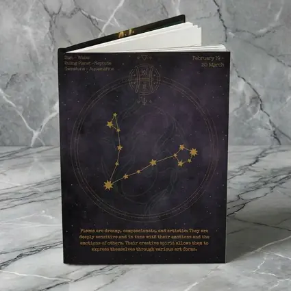 Pisces Constellation Gold Star Night Sky