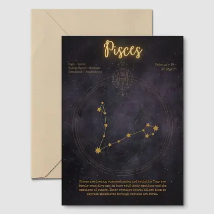 Pisces Constellation Gold Star Night Sky