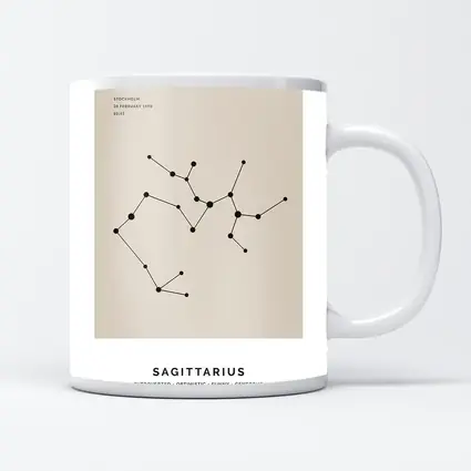 Sagittarius Constellation Minimal Beige Star Map