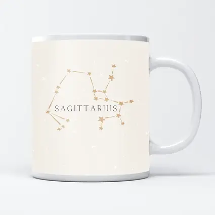 Sagittarius Constellation Star Map Beige Art