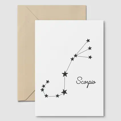 Scorpio Constellation Stars Minimalist White Art