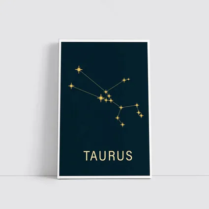 Taurus Constellation Gold Stars Dark Blue