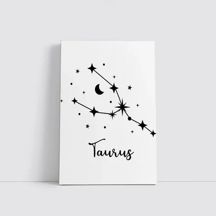 Taurus Constellation Stars Moon Black White