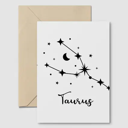 Taurus Constellation Stars Moon Black White