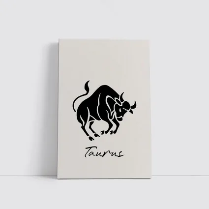 Taurus Zodiac Bull Black Beige Art