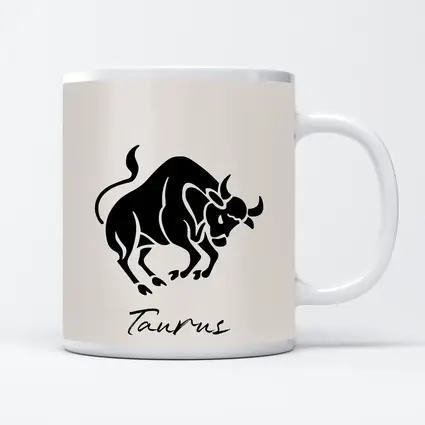 Taurus Zodiac Bull Black Beige Art