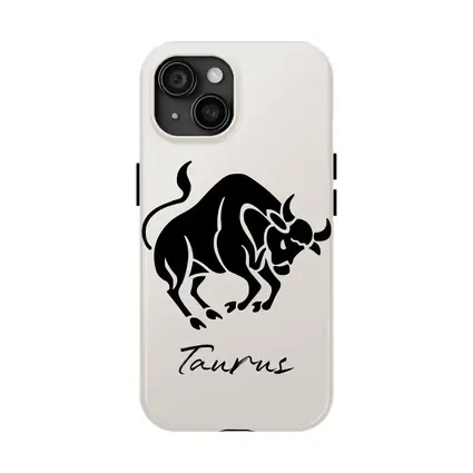 Taurus Zodiac Bull Black Beige Art