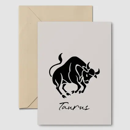 Taurus Zodiac Bull Black Beige Art