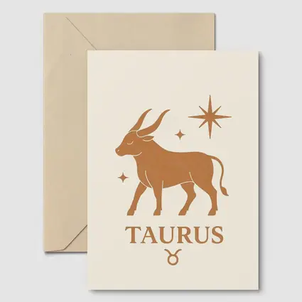 Taurus Zodiac Bull Star Celestial Beige Art