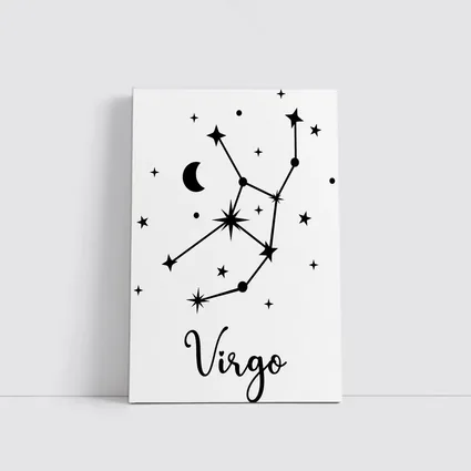 Virgo Constellation Stars Moon Black Art