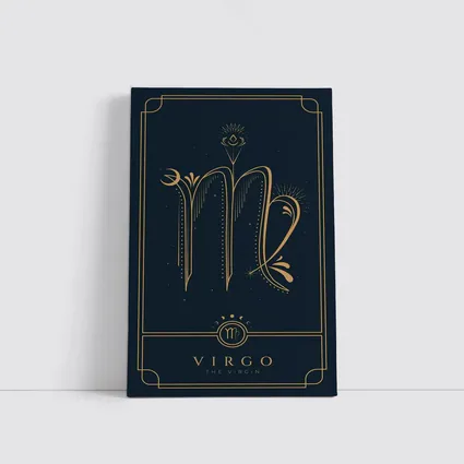 Virgo Zodiac Sign Gold Dark Blue