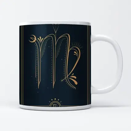 Virgo Zodiac Sign Gold Dark Blue