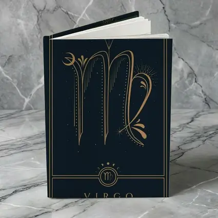 Virgo Zodiac Sign Gold Dark Blue