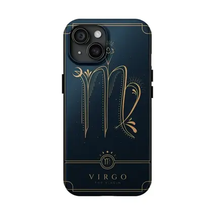 Virgo Zodiac Sign Gold Dark Blue