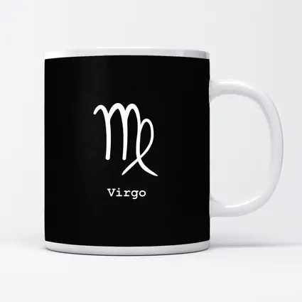 Virgo Zodiac Sign White Black Background