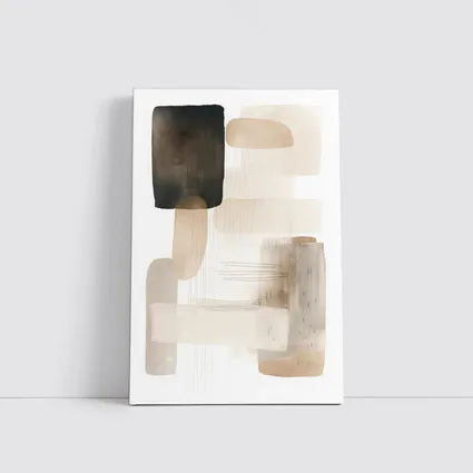 Neutral Beige Abstract Shapes Watercolor Art