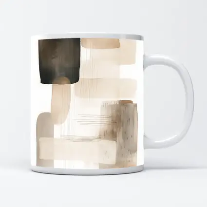 Neutral Beige Abstract Shapes Watercolor Art