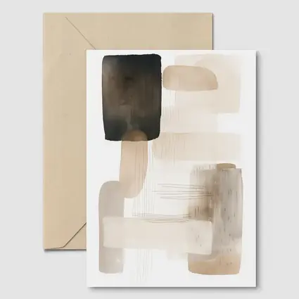 Neutral Beige Abstract Shapes Watercolor Art