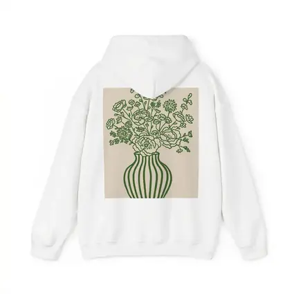 Green Line Art Floral Vase Beige Background