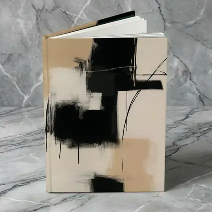Black Abstract Brushstrokes on Beige Background