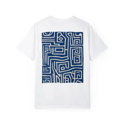 Blue Abstract Tribal Line Art Pattern