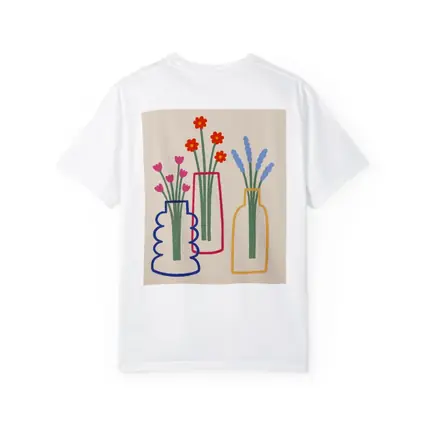 Three Colorful Vases With Flowers Illustration