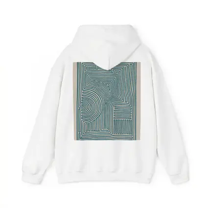 Teal Abstract Line Art Beige Background
