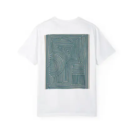 Teal Abstract Line Art Beige Background