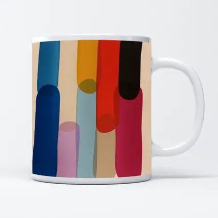 Colorful Abstract Rounded Shapes Beige Background