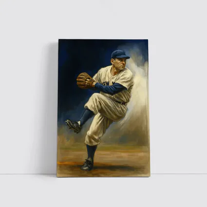 New York Baseball Pitcher Oil Painting Art