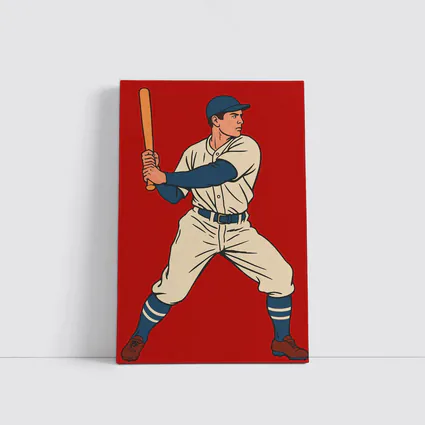 Retro Baseball Batter Red Background Illustration