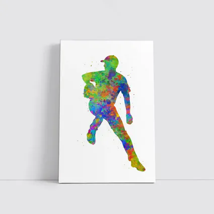 Baseball Pitcher Watercolor Splash Art White Background