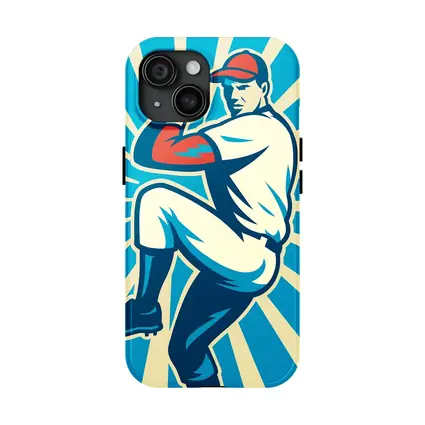 Baseball Pitcher Retro Pop Art Blue